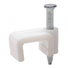 Крепеж кабеля плоский с гвоздём Rexant 10x3 мм, белый (20 шт) [07-4209-20]