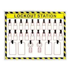 Блокировочная открытая станция, пластик, на 4 замка и бирки [gwrB7-1]