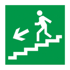 Самоклеящаяся этикетка IEK 50х50 мм, Направление к эвакуационному выходу по лестнице налево вниз [YPC30-50NEV-LNALVN]