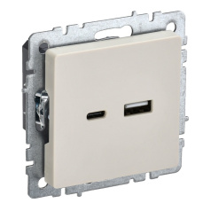 Розетка USB IEK BRITE A+C 18Вт РЮ11-1-БрКр бежевый [BR-U22-018-K10]