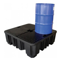 Пластиковый поддон для 4 бочек Brady HSP-4-BB химически устойчивый, с решеткой, черный [spc196268]