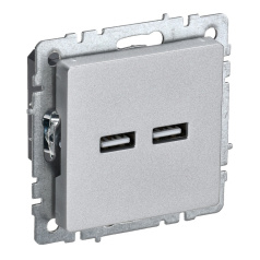 Розетка USB IEK BRITE A+A 5В 3,1А РЮ10-1-БрА алюминий [BR-U21-D31-K47]