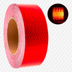 Алмазная светоотражающая лента красная, 50 мм х 50 м