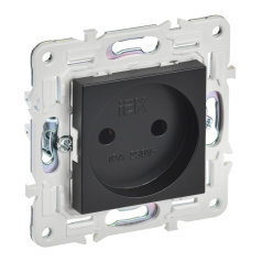 Розетка IEK SKANDY без заземления без шторок 10А SK-R02Bl черный [SK-R10-10-K02]