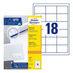 Этикетки самоклеящиеся Avery Zweckform, белые, 64 x 45 мм, 18 этикеток на листе А4 (100 листов) [3671]