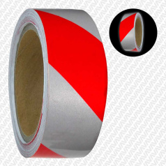 Светоотражающая лента красно-белая, 50 мм х 45.7 м