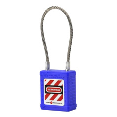 Замок блокировочный с гибкой стальной дужкой, 150 мм, Ø 3.5 мм, нейлоновый корпус, синий [gwr028DS150BLU]