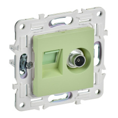 Розетка двойная TV+RJ45 IEK SKANDY кат. 6 SK-A15G мятный [SK-AK20-2-K06]
