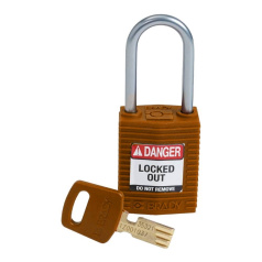 Замок SafeKey нейлоновый Brady компактный, алюминиевая дужка, 38 мм, Ø 4.7 мм, оранжевый [gws151660]