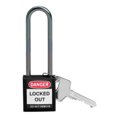 Замки нейлоновые компактные Brady, алюминиевые дужки 75 мм, Ø 4.7 мм, черные, 6 шт [gws814145]