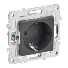 Розетка IEK SKANDY с заземлением без шторок 16А SK-R05T титан [SK-R11-16-K48]