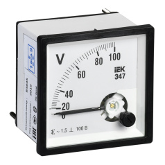 Вольтметр IEK Э47 100В класс точности 1.5, 72 х 72 мм [IPV10-6-0100-E]