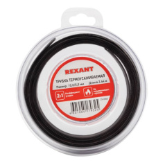 Термоусаживаемая трубка Rexant 10.0/5.0 мм, черная, ролик 2.44 м [29-0056]