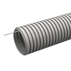 Труба гофрированная IEK ELASTA ПВХ с зондом, Ø 63 мм, серая, 15 м [CTG20-63-K41-015I]