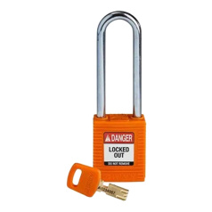 Замок SafeKey нейлоновый Brady, стальная дужка, 76 мм, Ø 6.4 мм, оранжевый [gws150248]