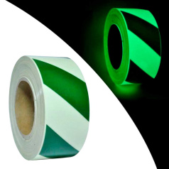 Фотолюминесцентная лента Зебра, бело-зеленая, 50 мм х 50 м