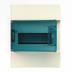 Бокс настенный ABB Mistral41 8М, зеленая дверь, с клеммами N+PE [1SPE007717F0321]