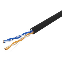 Кабель витая пара U/UTP Rexant, cat 5e, 2PR, 24AWG, внешний, черный, 305 м [01-0025]