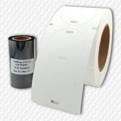 Комплект 2 в 1 №4: круглая маркировочная бирка У135 в рулоне (1000 шт) и риббон 75 м для, принтеров Cab