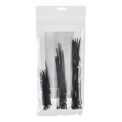 Набор хомутов-стяжек нейлоновых IEK 2.5 х 100 мм, 2.5 х 150 мм, 2.5 х 200 мм, черные (75 шт) [UNH35-N02-075]