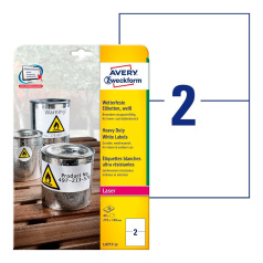 Всепогодные этикетки Avery Zweckform, белые матовые, 210 x 148 мм, 2 этикетки на листе А4 (20 листов) [L4717-20]