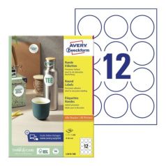 Этикетки самоклеящиеся Avery Zweckform, белые, круглые Ø 60 мм, 12 этикеток на листе А4 (100 листов) [L3416-100]