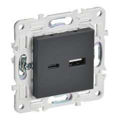 Розетка USB IEK SKANDY A+C 3,1А SK-R14T титан [SK-U22-D31-K48]