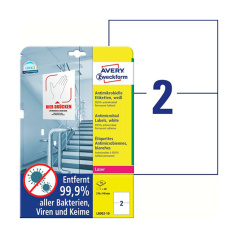 Антимикробные этикетки Avery Zweckform, белые, 210 х 148 мм, 2 этикетки на листе А4 (10 листов) [L8002-10]