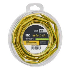 Термоусаживаемая трубка IEK ТТУ нг-LS 4/2, желто-зеленая, 2 м [UDR12-004-002-002-K52-T]