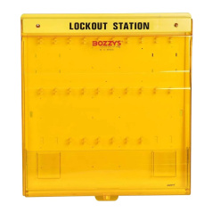 Станция блокировочная пластиковая закрытая, 26 держателей для замков, 2 держателя для бирок, желтый [gwrB201]