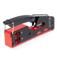 Кримпер КВТ JT-04 с двумя встроенными модулями для RJ-45, RJ-12, RJ-11 [67376]