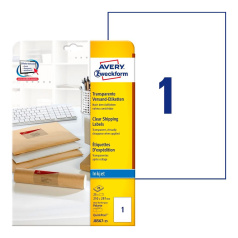 Адресные этикетки Avery Zweckform, прозрачные, 210 x 297 мм, 1 этикетка на листе А4 (25 листов) [J8567-25]