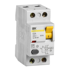 Дифференциальный выключатель УЗО ВД1-63 IEK 2Р 63А 30мА [MDV10-2-063-030]