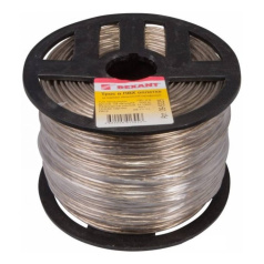 Трос стальной в ПВХ оплетке Rexant Ø 2.5 мм, прозрачный, бухта 200 м [09-5325]