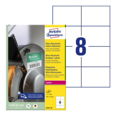 Суперпрочные пленочные этикетки Avery Zweckform, белые, 105 x 74 мм, 8 этикеток на листе А4 (50 листов) [B3427-50]