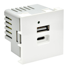 Розетка USB IEK PRIMER РКЮ-25-40-П, A+C 5В 4,2А (2 модуля) белая [PR-KK40D-RU-0-2-AC-K01]