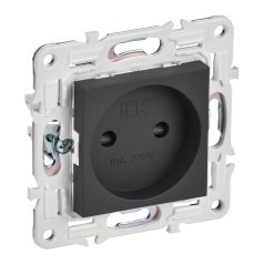 Розетка IEK SKANDY без заземления со шторками 10А SK-R01G графит [SK-R13-10-K53]