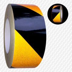 Светоотражающая лента самоклеющаяся желто-черная, 50 мм х 45.7 м