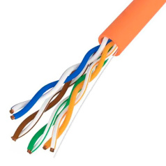 Кабель витая пара U/UTP TOKOV ELECTRIC, категория 5E, 4х2х24AWG, нг(А)-HF, LDPE, оранжевый [TKE-C10-U/UTP-42-5E-500-HF]
