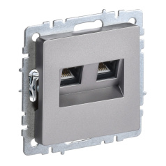 Розетка компьютерная двойная RJ45 IEK BRITE кат. 5E РК10-2-БрС сталь [BR-K20-1-K46]