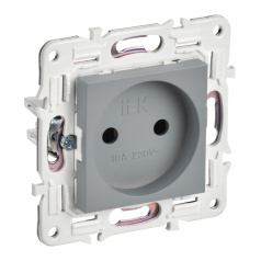 Розетка IEK SKANDY без заземления без шторок 10А SK-R02Gr серый [SK-R10-10-K03]