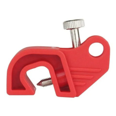 Блокиратор тумблеров автоматических выключателей с выступом, нейлон, толщина переключателя до 12 мм, красный [gwrD24]