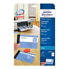 Заготовки для визиток Avery Zweckform, 85 х 54 мм, белые матовые, 8 шт на листе А4 (10 листов) [C32015-10]