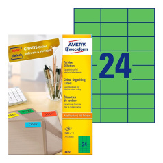 Этикетки самоклеящиеся Avery Zweckform, зеленый, 70 x 37 мм, 24 этикетки на листе А4 (100 листов) [3450]