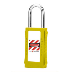 Замок блокировочный со стальной дужкой и удлиненным корпусом, 38 мм, Ø 6 мм, дисковый цилиндр, желтый [gwr023DS38YEL]