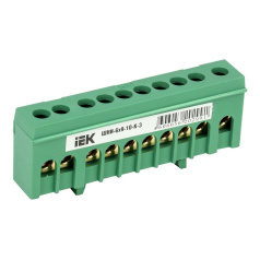 Шина PE земля IEK в корпусном изоляторе на DIN-рейку ШНИ-6х9-10-К-З [YNN10-69-10KD-K06]