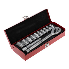 Набор торцевых головок с трещоточным ключом Rexant 1/2, 12 предметов [12-8301]