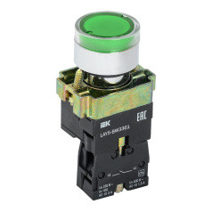 Кнопка управления с подсветкой IEK LAY5-BW3361, зеленая 1NO [BBT50-BW-K06]