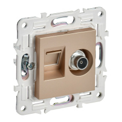 Розетка двойная TV+RJ45 IEK SKANDY кат. 6 SK-A15Sa песочный [SK-AK20-2-K98]
