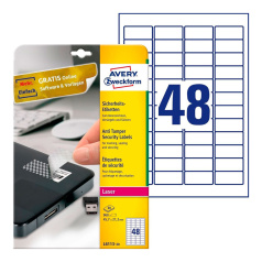 Этикетки-пломбы Avery Zweckform, белые, 45.7 x 21.2 мм, 48 этикеток на листе А4 (20 листов) [L6113-20]